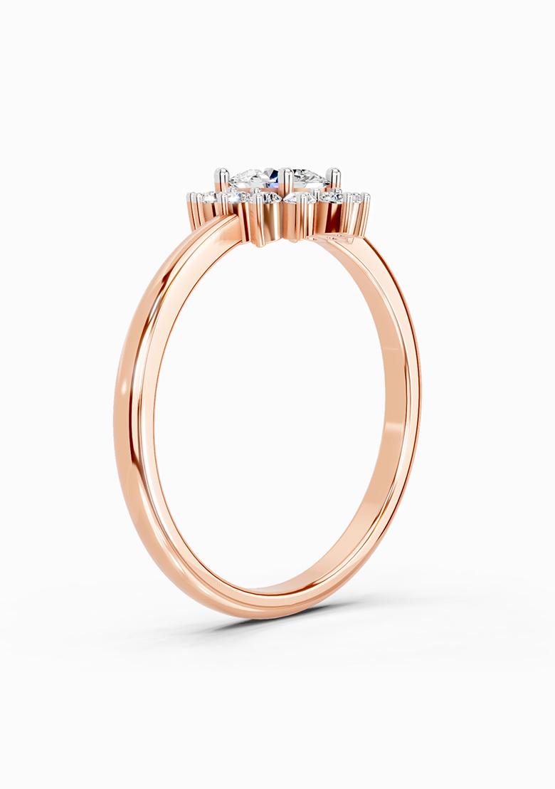 14Kt Rose Gold Lab Grown Diamond 0.77 Carat Oval Shape Halo Diamond Engagement Ring for Women