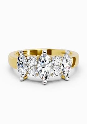 14Kt Yellow Gold Lab Grown Diamond 1.08 Carat Marquise Three Stone Ring for Women