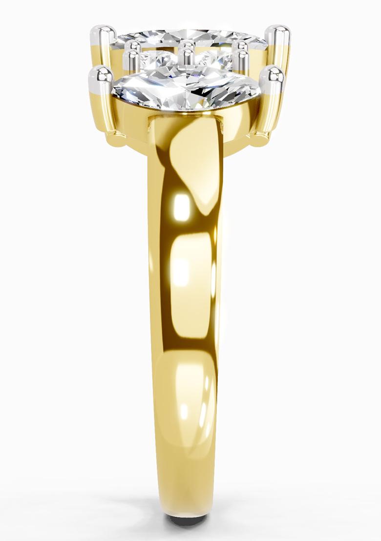 14Kt Yellow Gold Lab Grown Diamond 1.08 Carat Marquise Three Stone Ring for Women