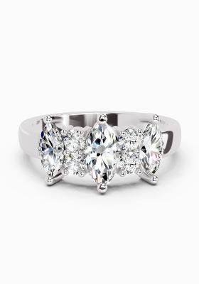 14Kt White Gold Lab Grown Diamond 1.08 Carat Marquise Three Stone Ring for Women