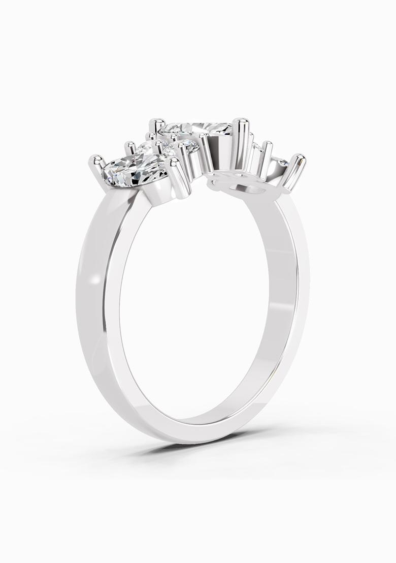 14Kt White Gold Lab Grown Diamond 1.08 Carat Marquise Three Stone Ring for Women