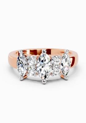 14Kt Rose Gold Lab Grown Diamond 1.08 Carat Marquise Three Stone Ring for Women