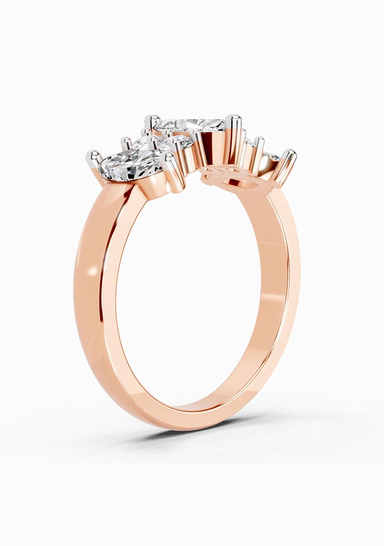 14Kt Rose Gold Lab Grown Diamond 1.08 Carat Marquise Three Stone Ring for Women