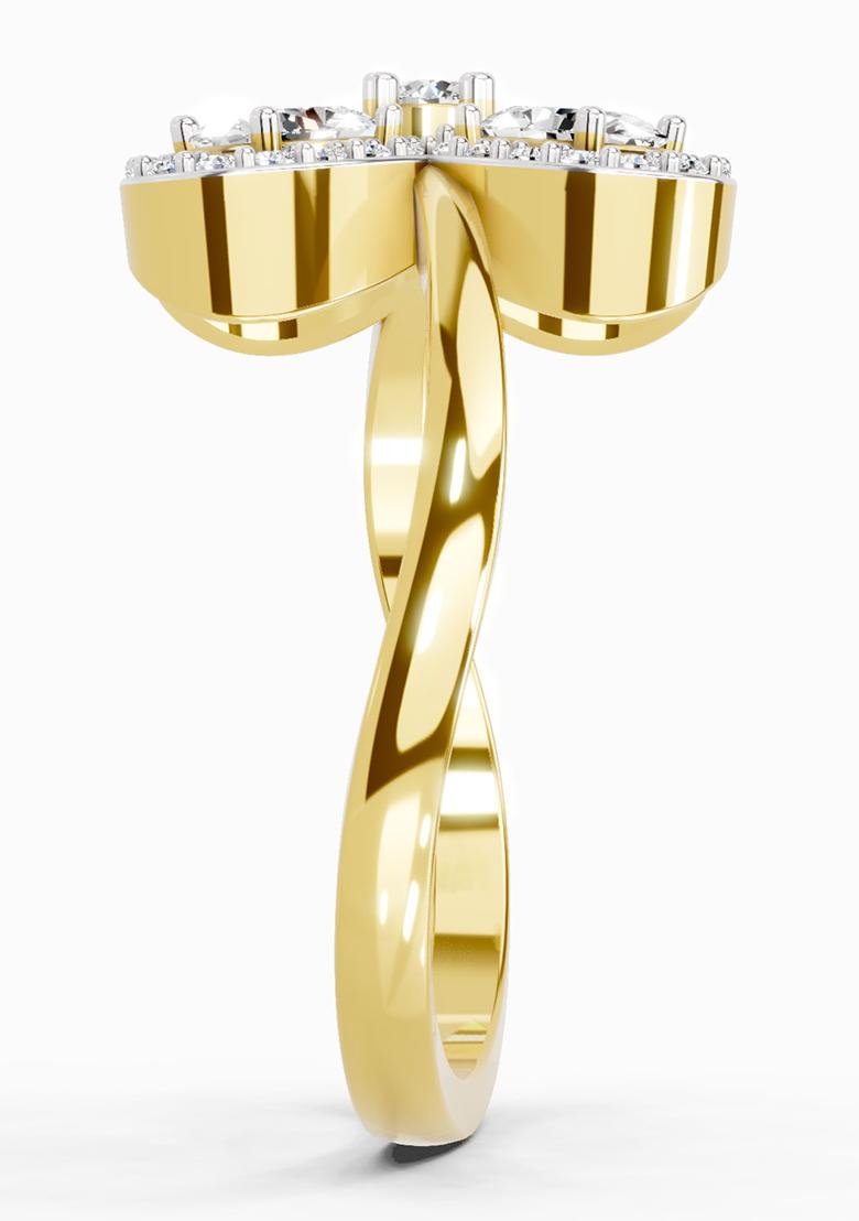 14Kt Yellow Gold Lab Grown Diamond 1.72 Carat Oval Flower Ring for Women