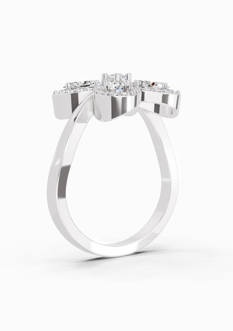 14Kt White Gold Lab Grown Diamond 1.72 Carat Oval Flower Ring for Women