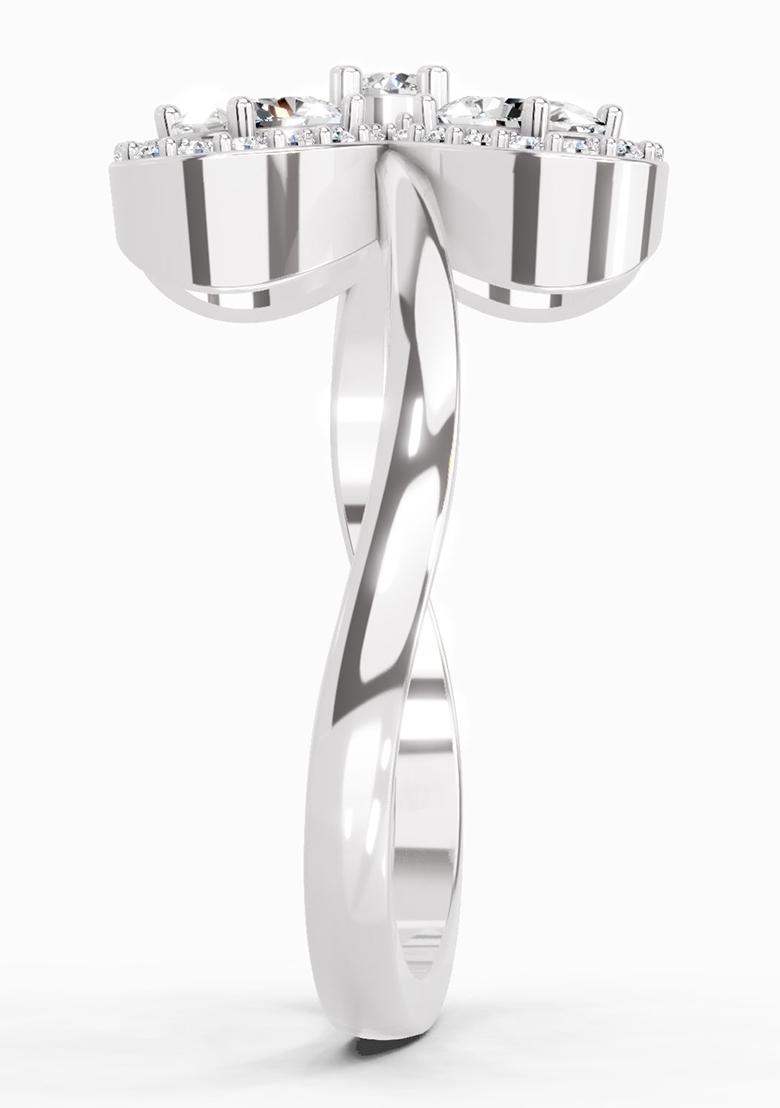 14Kt White Gold Lab Grown Diamond 1.72 Carat Oval Flower Ring for Women