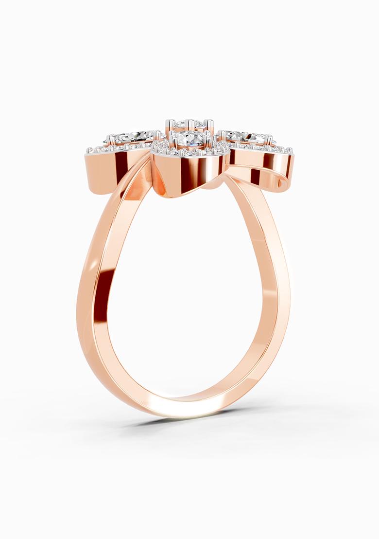 14Kt Rose Gold Lab Grown Diamond 1.72 Carat Oval Flower Ring for Women