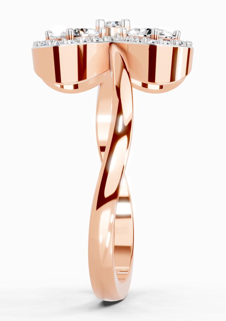 14Kt Rose Gold Lab Grown Diamond 1.72 Carat Oval Flower Ring for Women