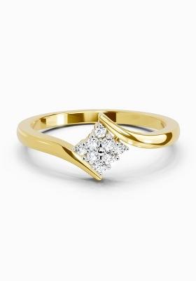 14Kt Yellow Gold Lab Grown Diamond 0.09 Carat Round Shape Diamond Cluster Ring for Women
