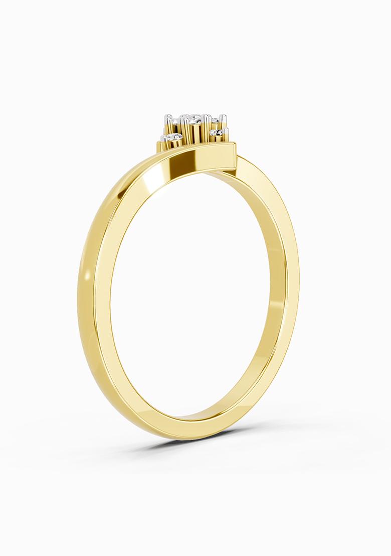 14Kt Yellow Gold Lab Grown Diamond 0.09 Carat Round Shape Diamond Cluster Ring for Women