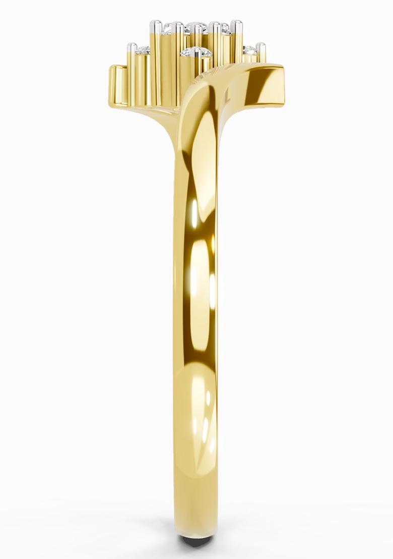 14Kt Yellow Gold Lab Grown Diamond 0.09 Carat Round Shape Diamond Cluster Ring for Women