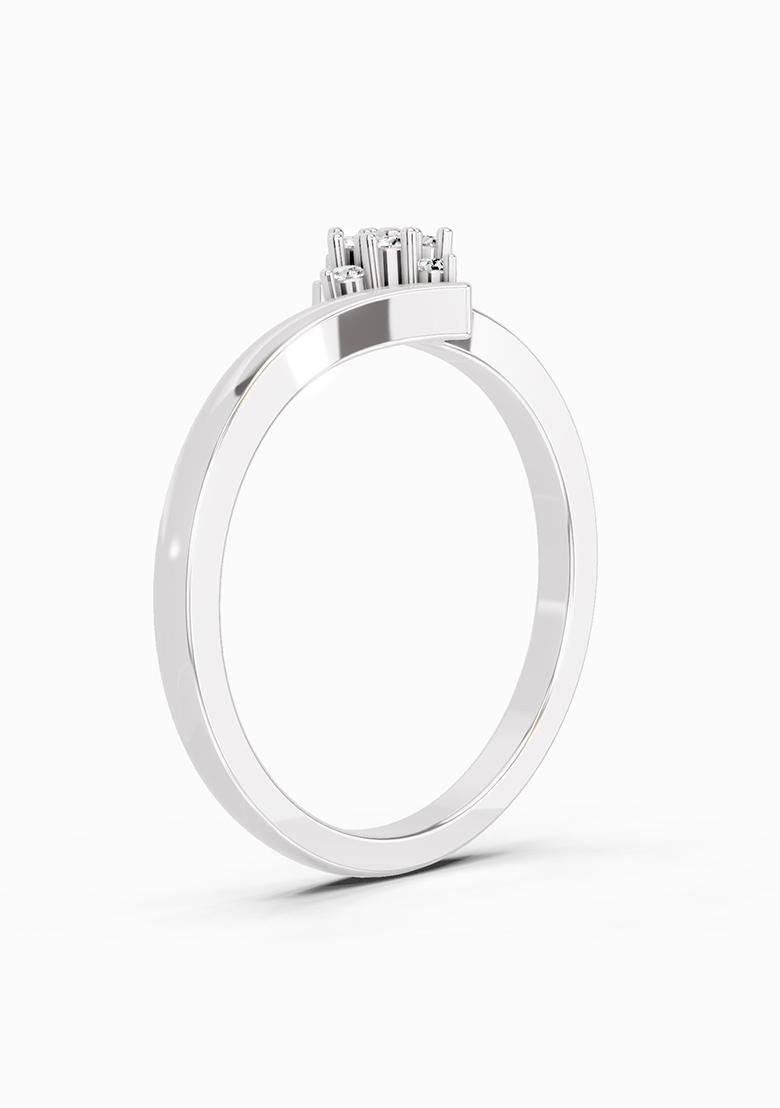 14Kt White Gold Lab Grown Diamond 0.09 Carat Round Shape Diamond Cluster Ring for Women