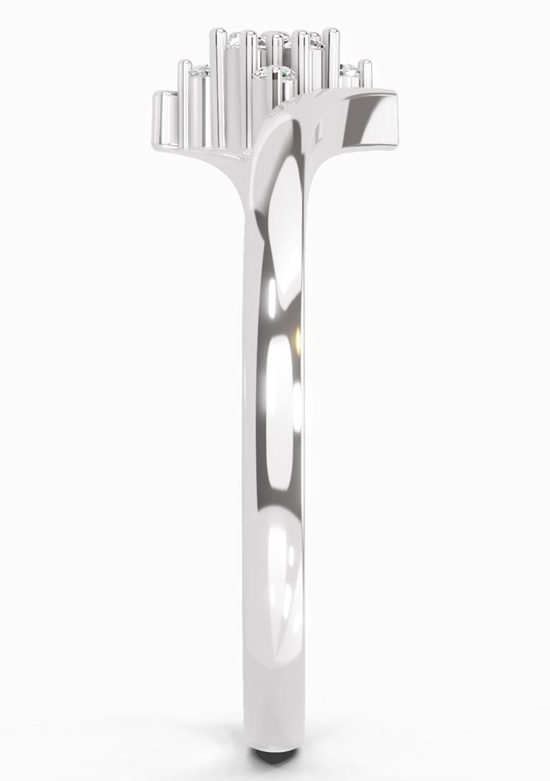 14Kt White Gold Lab Grown Diamond 0.09 Carat Round Shape Diamond Cluster Ring for Women