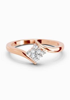 14Kt Rose Gold Lab Grown Diamond 0.09 Carat Round Shape Diamond Cluster Ring for Women