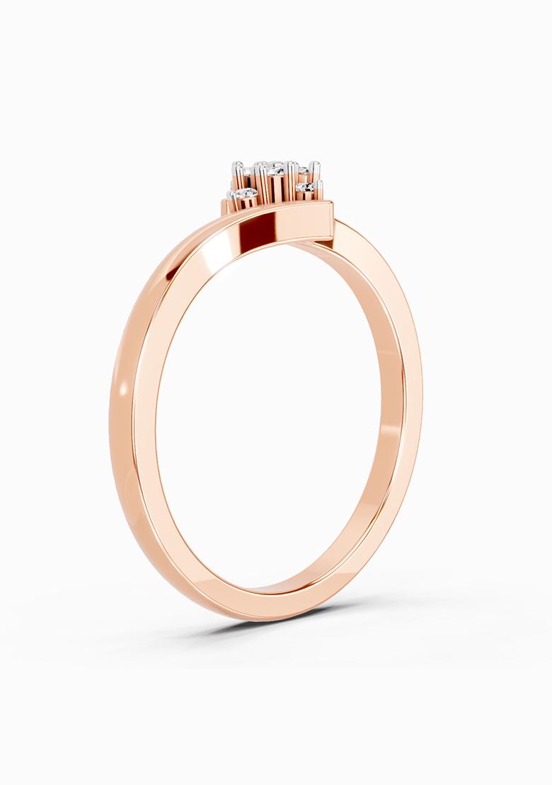 14Kt Rose Gold Lab Grown Diamond 0.09 Carat Round Shape Diamond Cluster Ring for Women