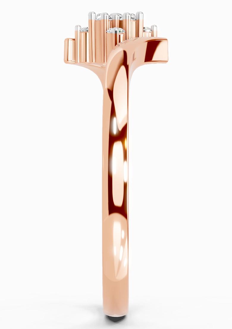 14Kt Rose Gold Lab Grown Diamond 0.09 Carat Round Shape Diamond Cluster Ring for Women