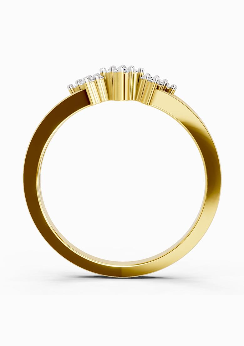 14Kt Yellow Gold Lab Grown Diamond 0.14 Carat Round Shape Diamond Cluster Ring for Women