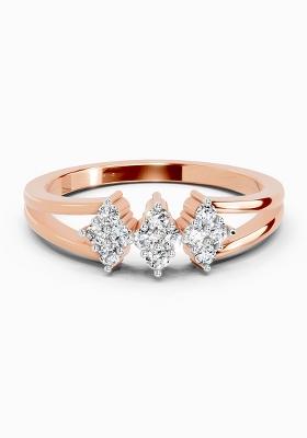 14Kt Rose Gold Lab Grown Diamond 0.14 Carat Round Shape Diamond Cluster Ring for Women