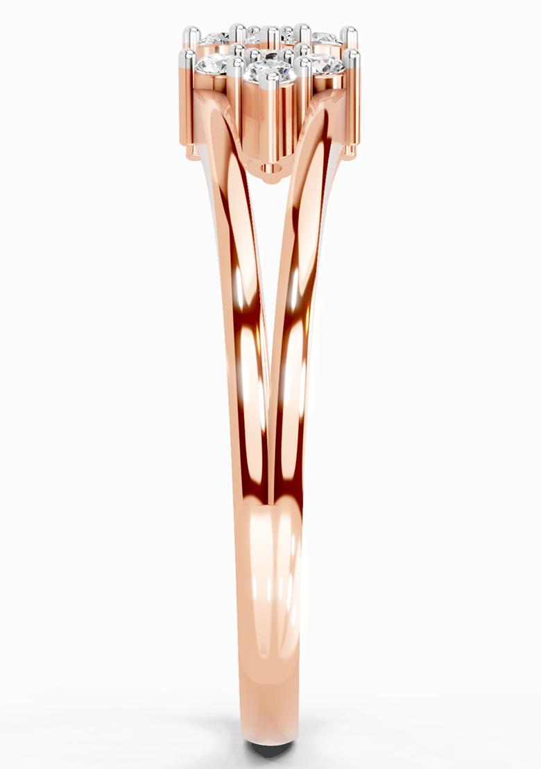 14Kt Rose Gold Lab Grown Diamond 0.14 Carat Round Shape Diamond Cluster Ring for Women