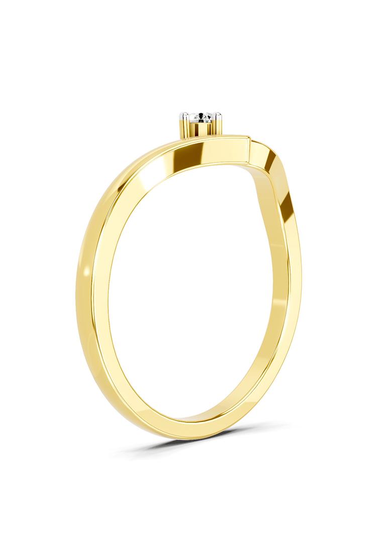 14Kt Yellow Gold Lab Grown Diamond 0.07 Carat Round Solitaire Ring for Women