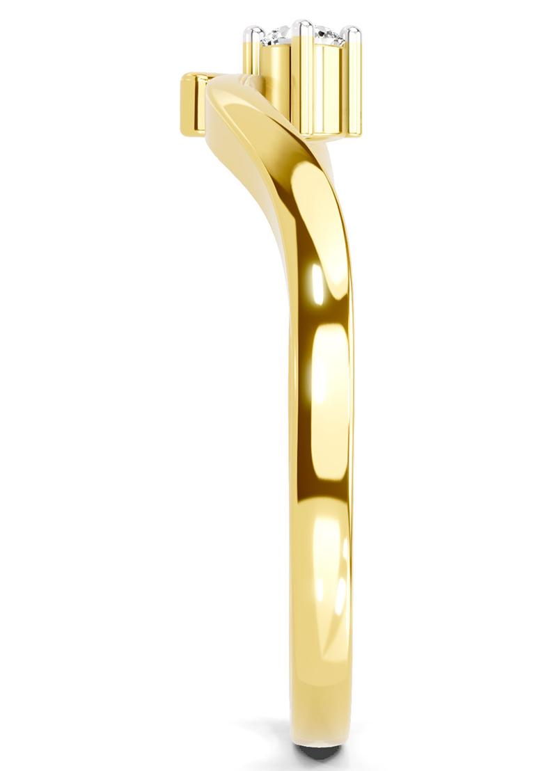 14Kt Yellow Gold Lab Grown Diamond 0.07 Carat Round Solitaire Ring for Women