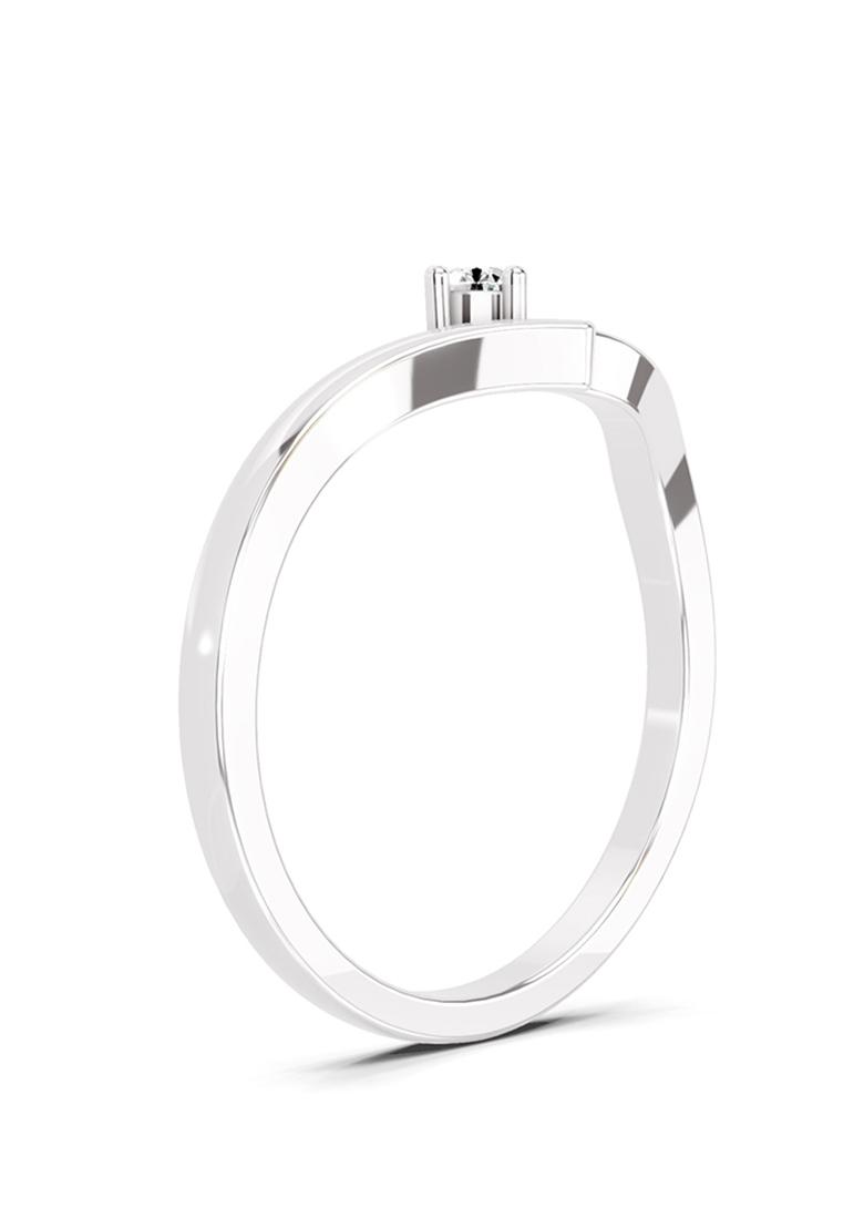 14Kt White Gold Lab Grown Diamond 0.07 Carat Round Solitaire Ring for Women