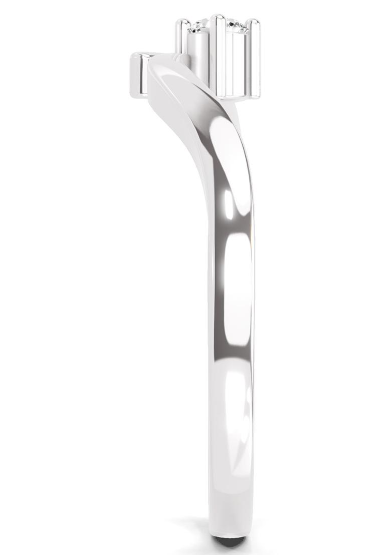 14Kt White Gold Lab Grown Diamond 0.07 Carat Round Solitaire Ring for Women