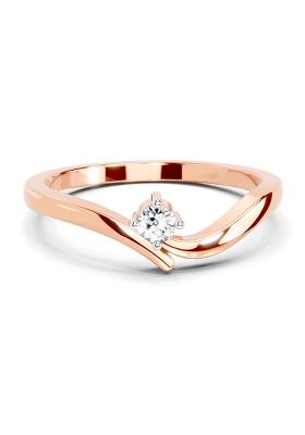 14Kt Rose Gold Lab Grown Diamond 0.07 Carat Round Solitaire Ring for Women