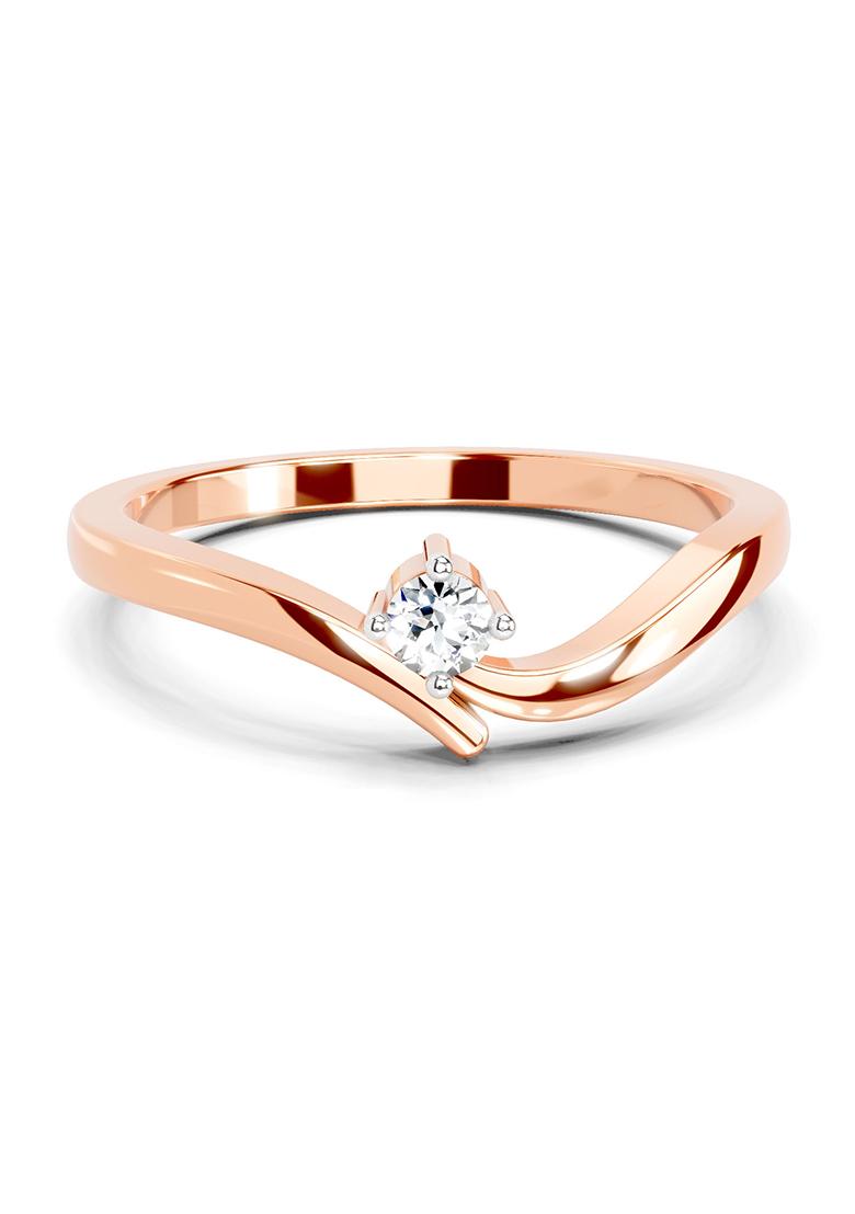 14Kt Rose Gold Lab Grown Diamond 0.07 Carat Round Solitaire Ring for Women