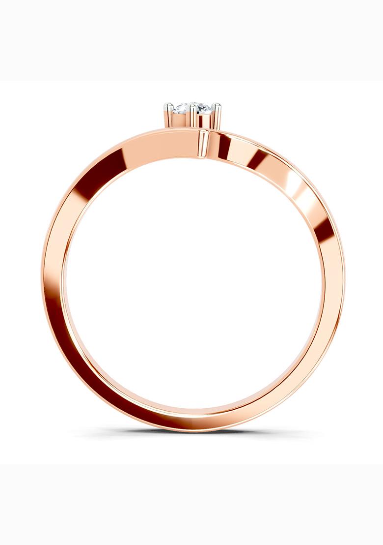 14Kt Rose Gold Lab Grown Diamond 0.07 Carat Round Solitaire Ring for Women