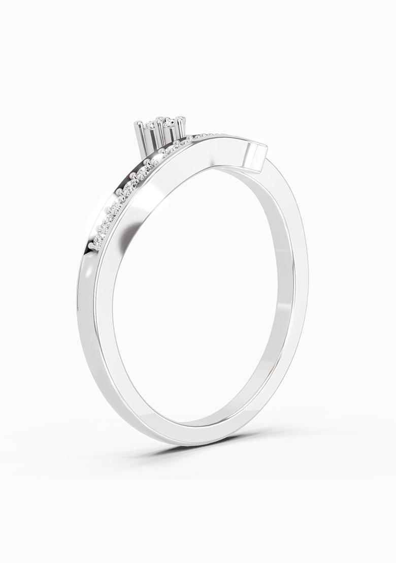 14Kt White Gold Lab Grown Diamond 0.09 Carat Round Fashion Ring for Women