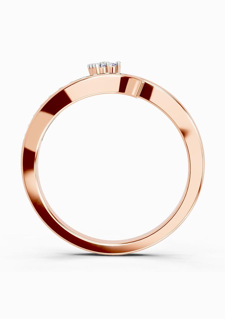 14Kt Rose Gold Lab Grown Diamond 0.09 Carat Round Fashion Ring for Women