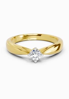 14Kt Yellow Gold Lab Grown Diamond 0.16 Carat Round Solitaire Ring for Women