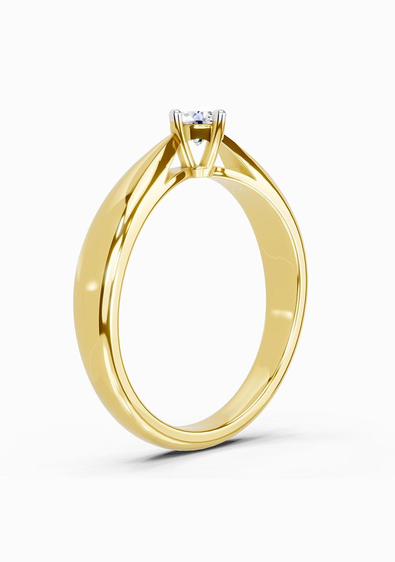 14Kt Yellow Gold Lab Grown Diamond 0.16 Carat Round Solitaire Ring for Women