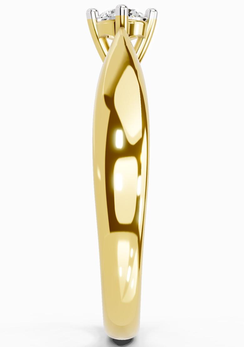 14Kt Yellow Gold Lab Grown Diamond 0.16 Carat Round Solitaire Ring for Women