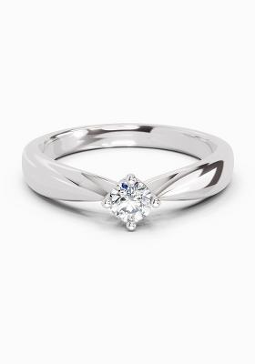 14Kt White Gold Lab Grown Diamond 0.16 Carat Round Solitaire Ring for Women