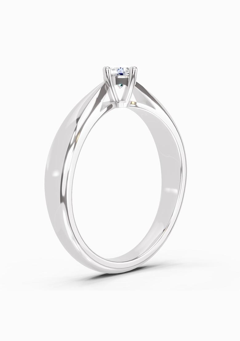 14Kt White Gold Lab Grown Diamond 0.16 Carat Round Solitaire Ring for Women