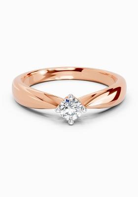 14Kt Rose Gold Lab Grown Diamond 0.16 Carat Round Solitaire Ring for Women