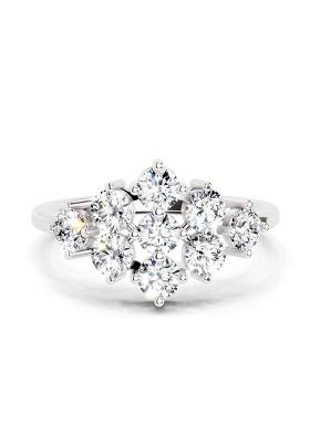 14Kt White Gold Lab Grown Diamond 0.77 Carat Round Shape Cluster Diamond Ring for Women