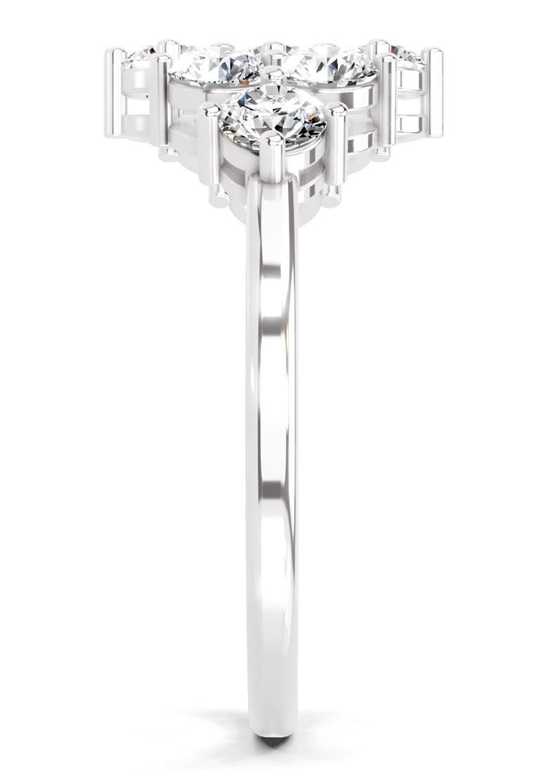 14Kt White Gold Lab Grown Diamond 0.77 Carat Round Shape Cluster Diamond Ring for Women