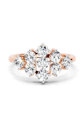 14Kt Rose Gold Lab Grown Diamond 0.77 Carat Round Shape Cluster Diamond Ring for Women