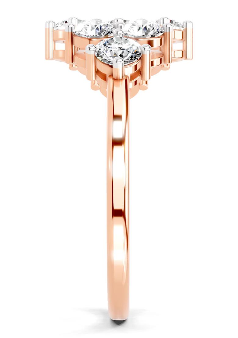 14Kt Rose Gold Lab Grown Diamond 0.77 Carat Round Shape Cluster Diamond Ring for Women