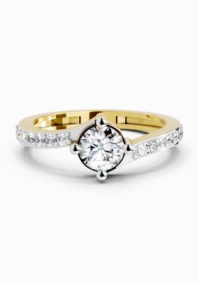 14Kt Yellow Gold Lab Grown Diamond 0.76 Carat Round Shape Diamond Engagement Ring for Women
