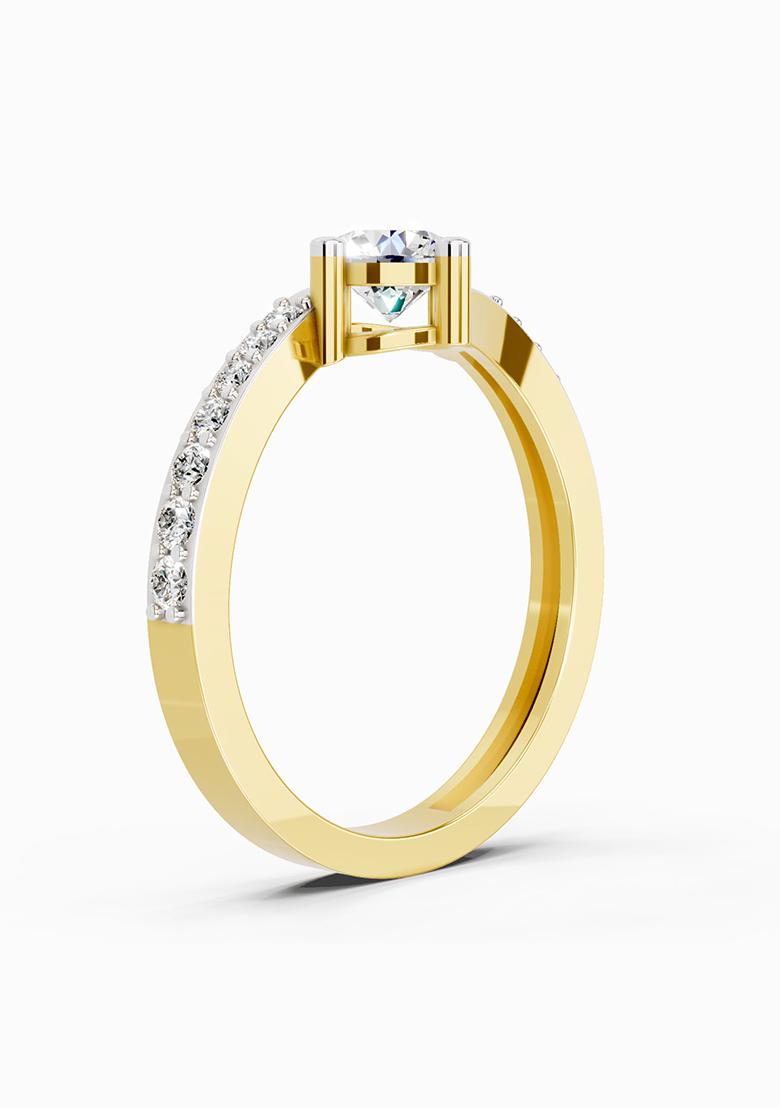 14Kt Yellow Gold Lab Grown Diamond 0.76 Carat Round Shape Diamond Engagement Ring for Women