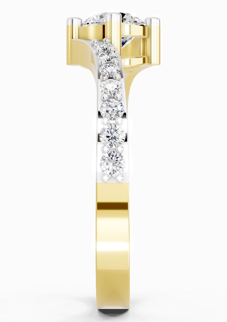 14Kt Yellow Gold Lab Grown Diamond 0.76 Carat Round Shape Diamond Engagement Ring for Women