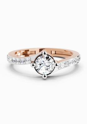 14Kt Rose Gold Lab Grown Diamond 0.76 Carat Round Shape Diamond Engagement Ring for Women