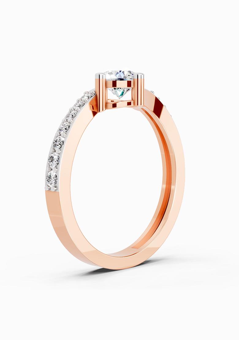 14Kt Rose Gold Lab Grown Diamond 0.76 Carat Round Shape Diamond Engagement Ring for Women