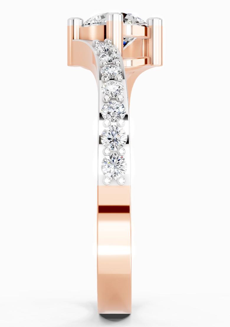 14Kt Rose Gold Lab Grown Diamond 0.76 Carat Round Shape Diamond Engagement Ring for Women