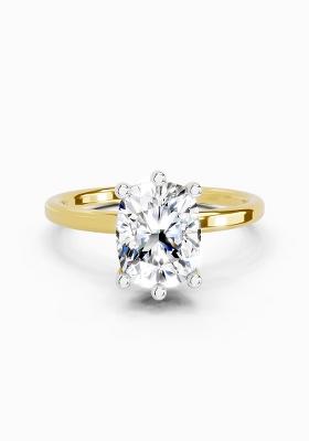 14Kt Yellow Gold Lab Grown Diamond 2.06 Carat Cushion Shape Solitaire Diamond Ring for Women