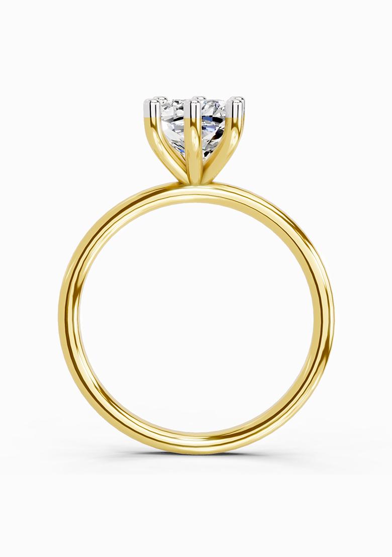 14Kt Yellow Gold Lab Grown Diamond 2.06 Carat Cushion Shape Solitaire Diamond Ring for Women